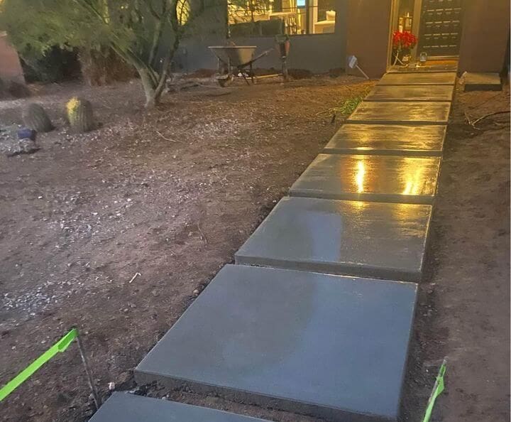 vertically installed concrete squares to make a walkway